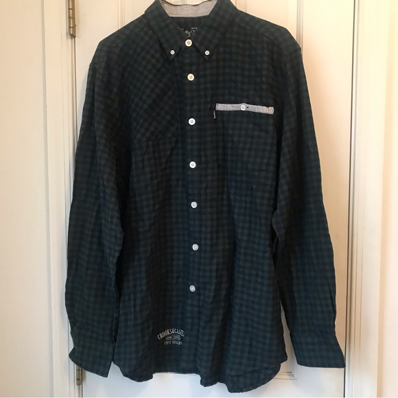 NWT Crooks and castles plaid flannel button up shirt - Picture 1 of 3